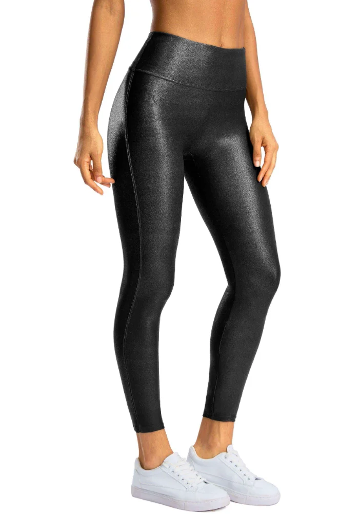 SANTINY High-Waist Faux-Leather Leggings 25"