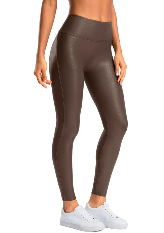 SANTINY High-Waist Faux-Leather Leggings 27"