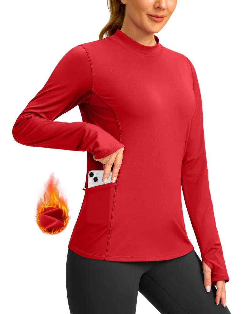 SANTINY Mock-Neck Thermal Top