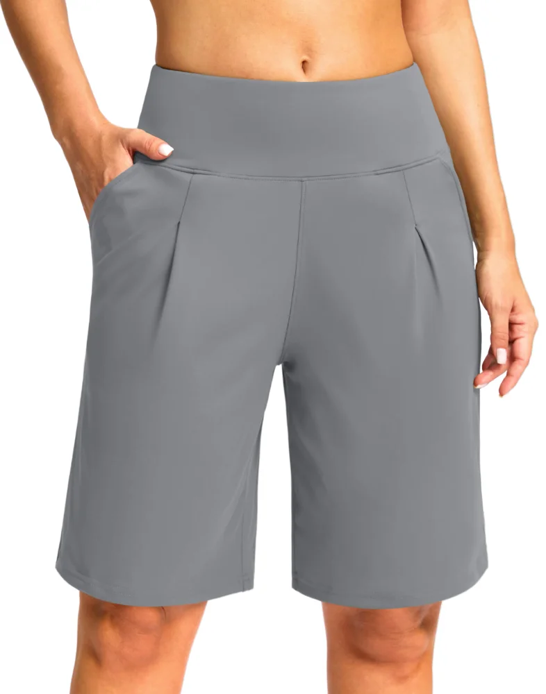 SANTINY Pleated Bermuda Shorts 9"