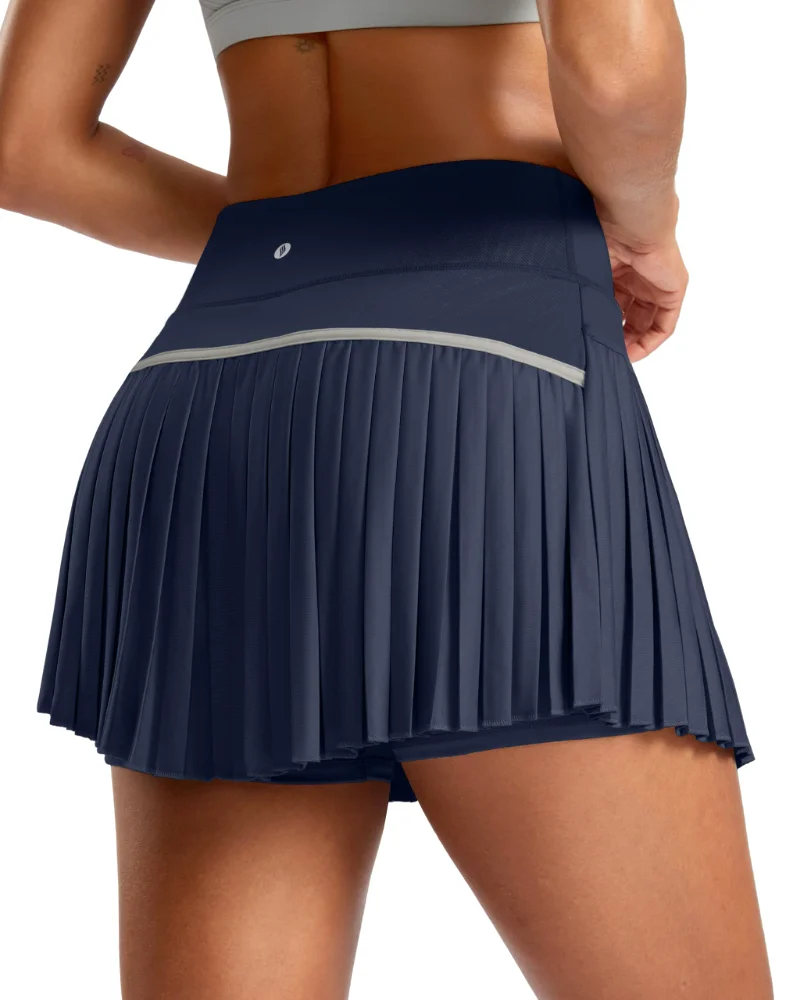 SANTINY Pleated Tennis Skirt, navy