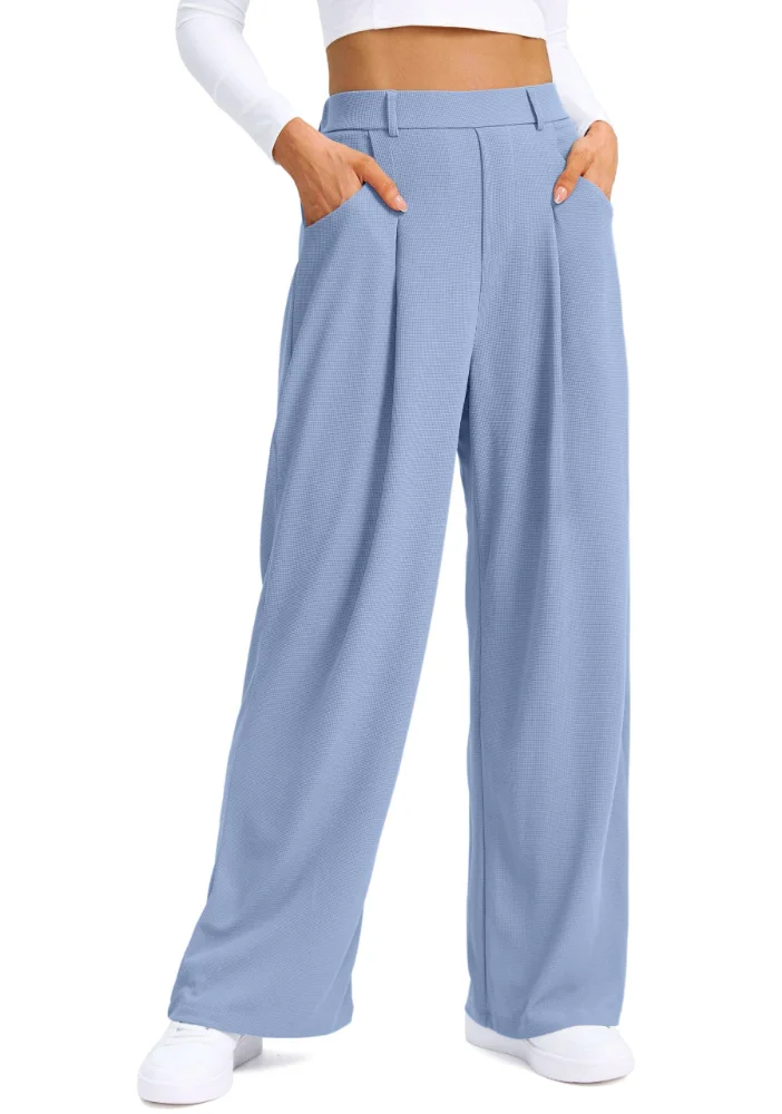 SANTINY Pleated Wide-Leg Pants