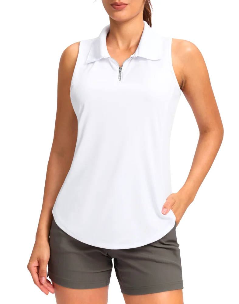 SANTINY Racerback Sleeveless Polo, full zip