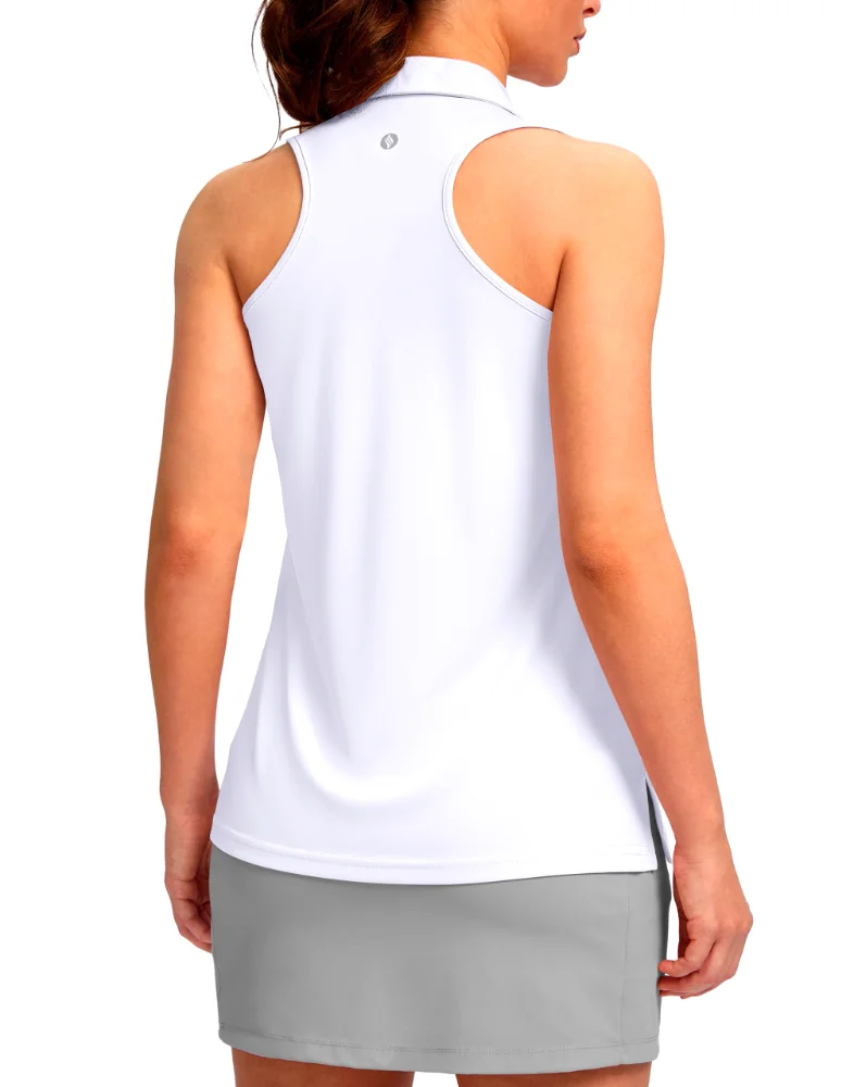 SANTINY Racerback Sleeveless Polo, white