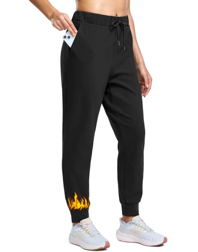 SANTINY Water-Resistant Fleece-Lined Joggers, black