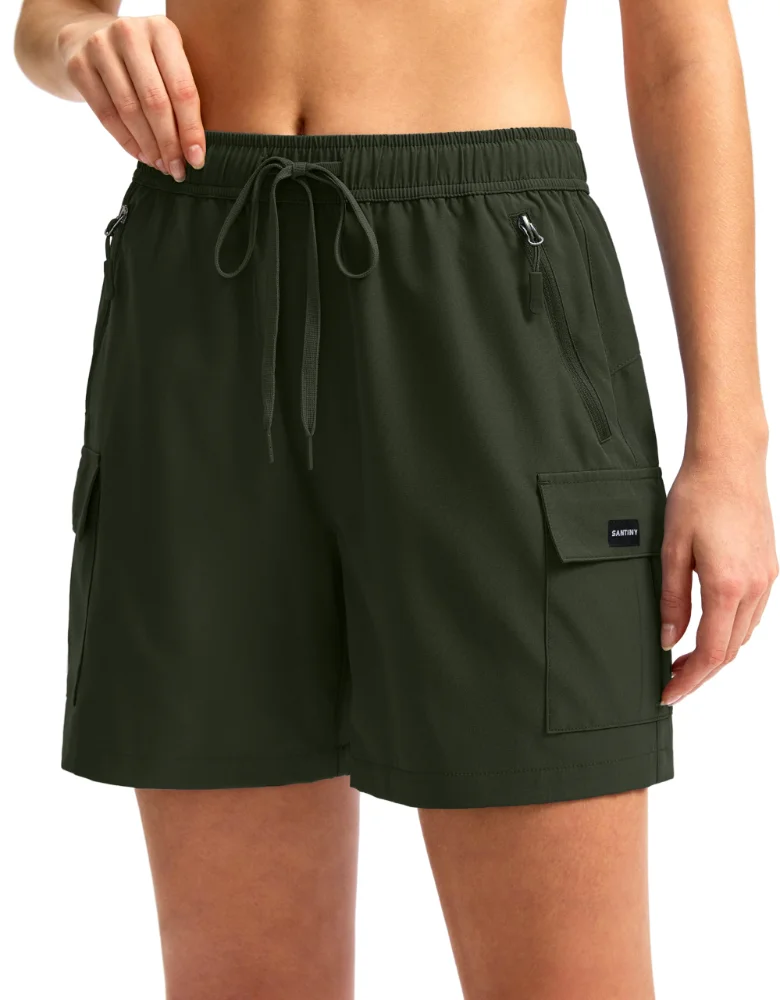 SANTINY Zip-Pocket Hiking Cargo Shorts 5"