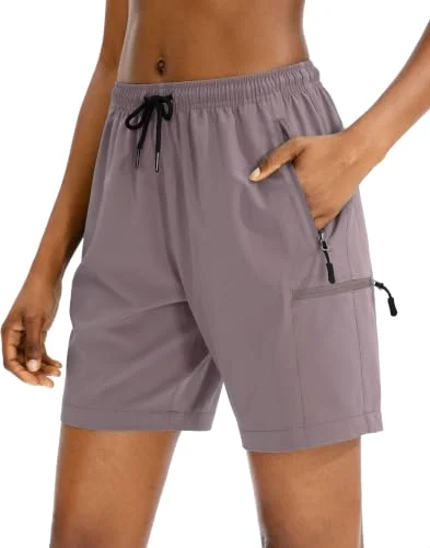 SANTINY Zip-Pocket Hiking Cargo Shorts 7", dusty purple