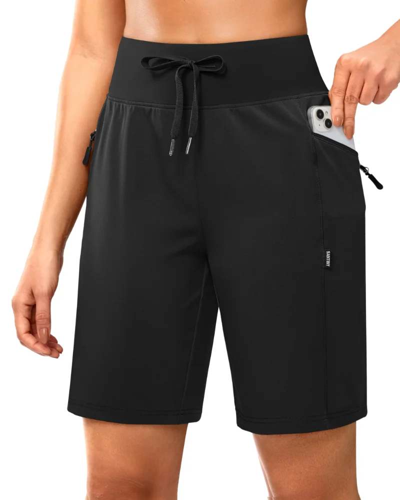 SANTINY Zip-Pocket Hiking Shorts 9", black