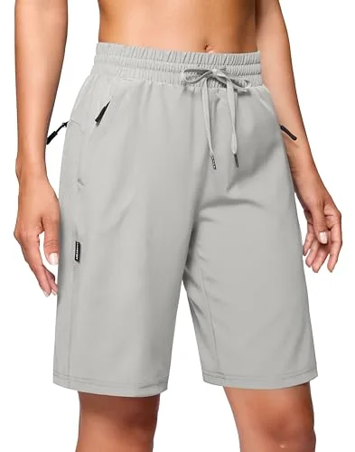 SANTINY Zip-Pocket Hiking Shorts 9", light grey