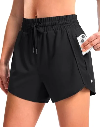 SANTINY Zip-Pocket Running Shorts 3.5"