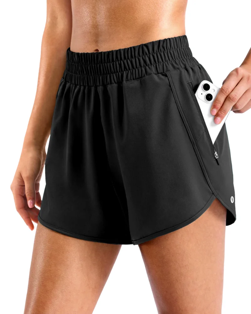 SANTINY Zip-Pocket Running Shorts 3"