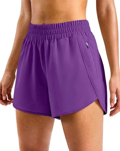 SANTINY Zip-Pocket Running Shorts 4"