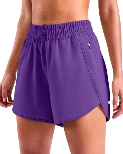 SANTINY Zip-Pocket Running Shorts 5", purple